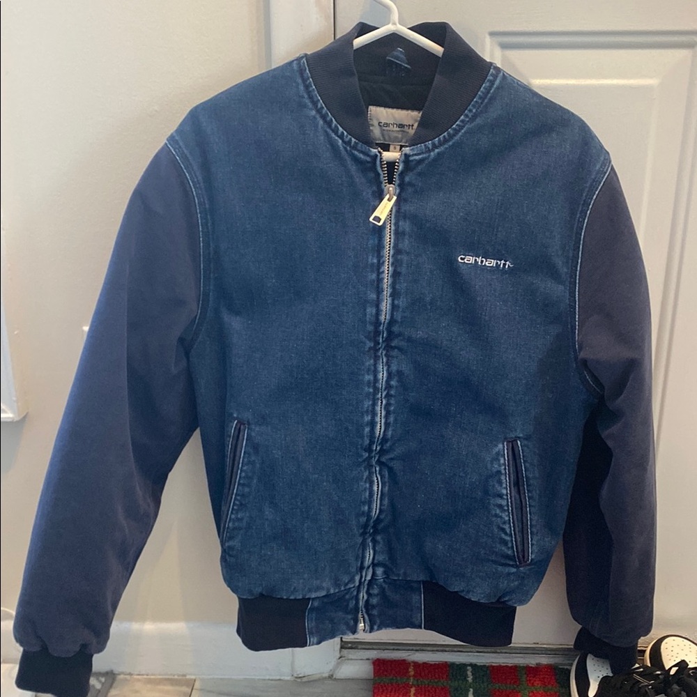 Carhartt Blue Denim Bomber Jacket Used Small